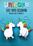 Paper Unicorn Decoration & Unicorn Pop Up Card - Worksheet