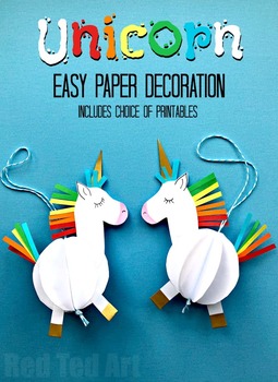 Preview of Paper Unicorn Decoration & Unicorn Pop Up Card - Worksheets & Templates