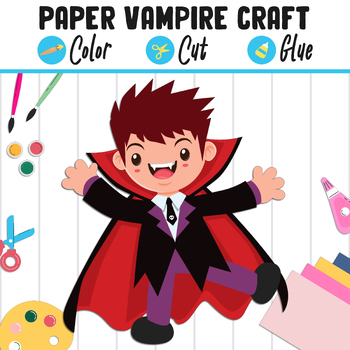 Preview of Paper Vampire Craft for Kids: Color, Cut, and Glue, a Fun Activity for Pre K-2nd