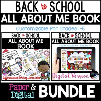 Preview of Paper & Digital All About Me Book, Distance Learning Back to School