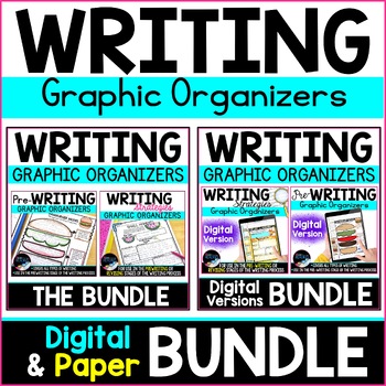 Preview of Paper and Digital Writing Graphic Organizers Bundle for the Writing Process