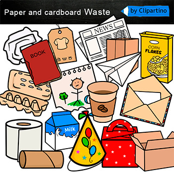 Preview of Paper and cardboard Recycling Clip Art/ Paper Clip art commercial use/ Earth day