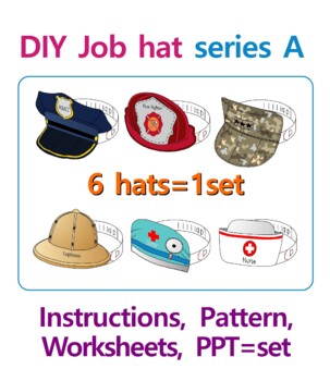 Preview of Paper job hat series A, x6 hats set, job headband, Community helper activity