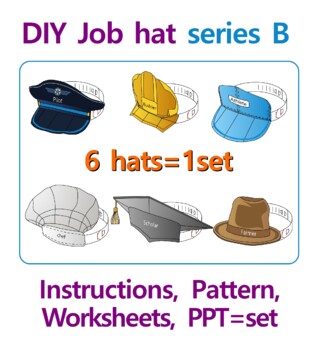 Preview of Paper job hat series B, x6 hats set, job headband, Community helper activity