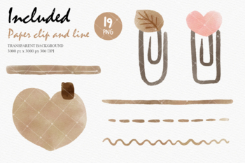 Paper note clipart, brown paper note, washi tape clipart