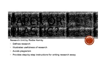 Preview of Paper or Plastic Research Writing Walk-Through With All Necessary Research Info
