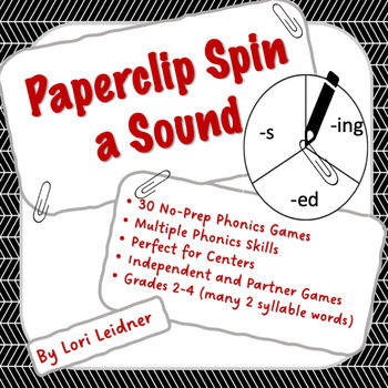 Preview of Paperclip Spin a Sound -No-Prep Phonics Games -Welded, R Controlled, Suffixes