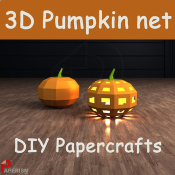 Preview of Papercraft Pumpkin, Fall pumpkin craft, Autumn decor, geometric pumpkin craft