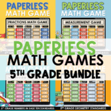 Paperless 5th Grade Math Games BUNDLE | Math Test Prep | S