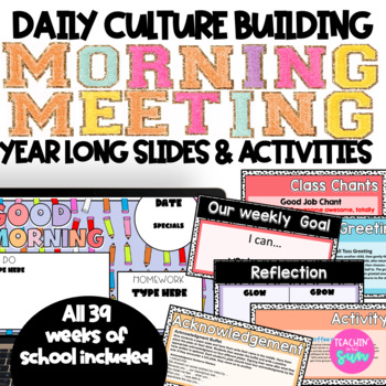 Preview of Paperless Daily Classroom Culture Building Morning Meeting SLIDES - YEAR LONG