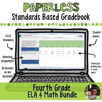 Preview of Paperless Digital Standards Based Gradebook - 4th Grade BUNDLE