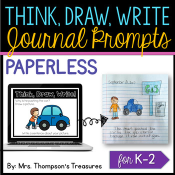Preview of Paperless Journal Writing Prompts K-2 Distance Learning + Google Slides™
