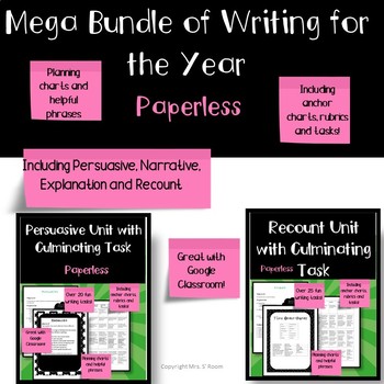 Preview of Distance Learning Paperless Bundle of Writing for the year