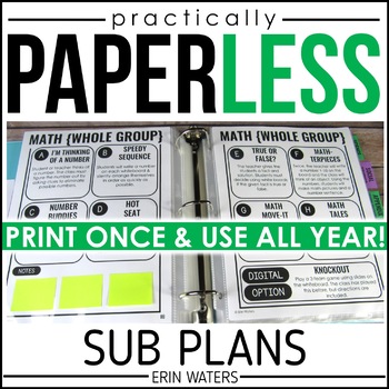 Preview of Paperless Sub Plans - No Prep Sub Plans - 1st Grade Sub Plans