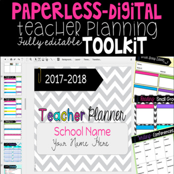 Preview of Brights Digital Teacher Planner Toolkit to use with Google Drive