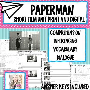 Preview of Paperman Short Film NO PREP Unit Digital and Printable Comprehension and Vocab