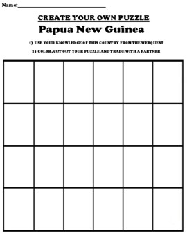 Papua New Guinea Worksheet Create your own Puzzle Webquest TpT