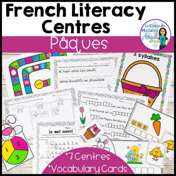 Preview of Pâques - French Easter Literacy Activities and Vocabulary Cards