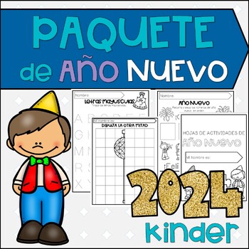 Preview of Paquete Hojas de Trabajo Año Nuevo 2024 | New Year packet in Spanish KINDER