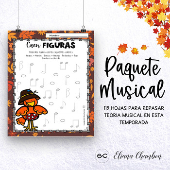 Preview of Paquete actividades musicales - Otoño - Notas - Figuras - Ritmos - Alteraciones