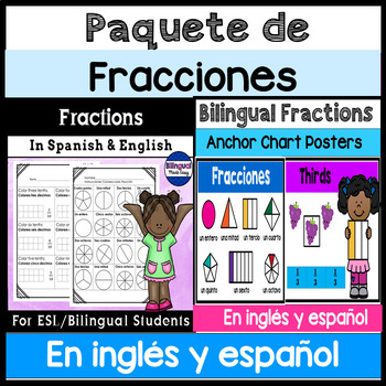 Preview of Paquete de fracciones: incluye carteles en ingles y espanol DIGITAL LEARNING