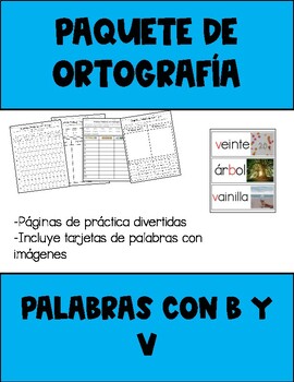 Preview of Paquete de ortografía- Palabras con b y v