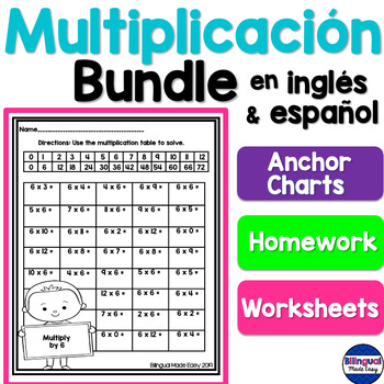Preview of Bundle de multiplicacion multiplication en ingles y español