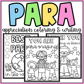 Preview of Para Appreciation Day April 5 Thank You Coloring Pages& Writing-Paraprofessional