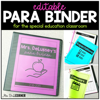 Preview of Para Binder for the Special Education Classroom | Paraprofessional Binder