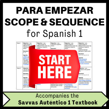 Preview of Para Empezar Unit Plan for Auténtico (Spanish) 1 Textbook