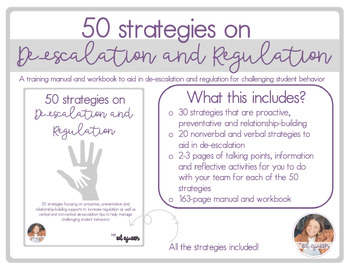 Preview of 50 Strategies on De-escalation and Regulation Manual and Workbook