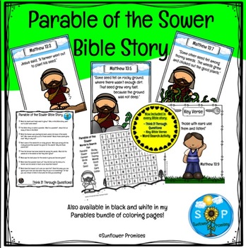 Parable Of The Sower Scripture Cards by Sunflower Promises | TpT