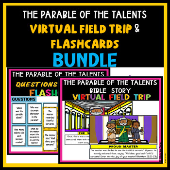 Preview of The Parable of the Talents Bible Story Virtual Field Trip and Flashcards Bundle
