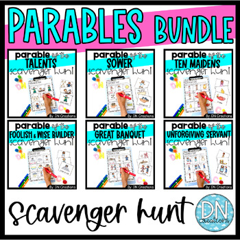 Preview of Parables Bible Scavenger Hunt Bundle  l Parables Activity l Sunday School