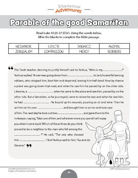 Parables of the Messiah Activity Book by Bible Pathway Adventures Classroom