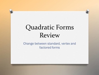 Preview of Three Forms of a Quadratic Equation