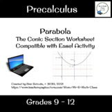 The Conic Section Worksheet on Parabola with Easel Activity