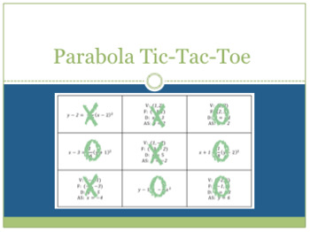 Preview of Parabola Tic Tac Toe