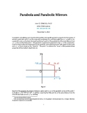 Parabola and Parabolic Mirrors (Derivation of Mirror Equations)