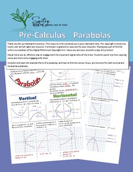 Preview of Parabolas (Conics) Vizual Notes