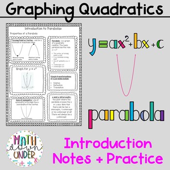 Preview of Graphing Quadratics Introduction Notes + Practice - Parabolas