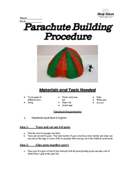 Preview of Parachute Building Procedure Middle School