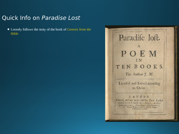 Preview of Paradise Lost and Milton Powerpoint