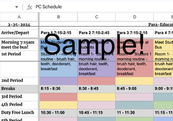 Preview of Paraeducator Schedule Template