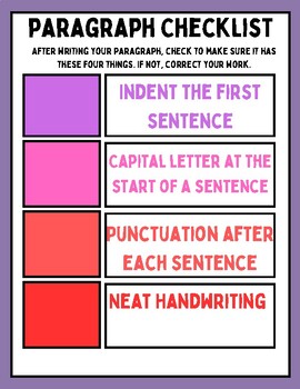 Preview of Paragraph Checklist