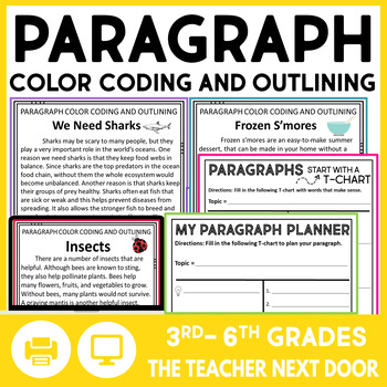 Preview of Paragraph Outlining Color Coding Writing a Single Paragraph Prewriting Outline