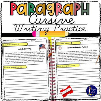 Preview of Paragraph Cursive Writing Practice Pages