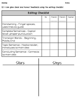 Preview of Paragraph Editing Checklist