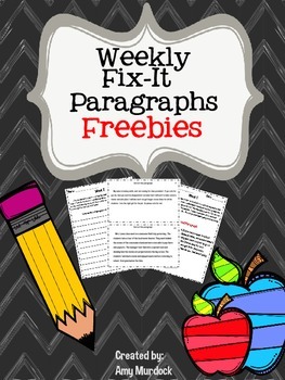 Preview of Paragraph Editing - Weekly Fix It Paragraphs Freebie