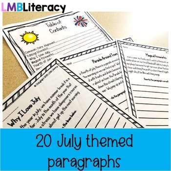 July Writing- Paragraph Editing Worksheets for Grades 4-5 by LMB Literacy